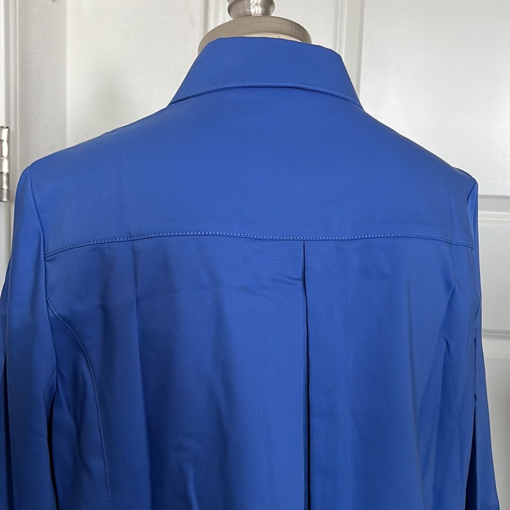NWT Carlisle women's long sleeve button front blue blouse jacket Size 14 - Picture 9 of 13